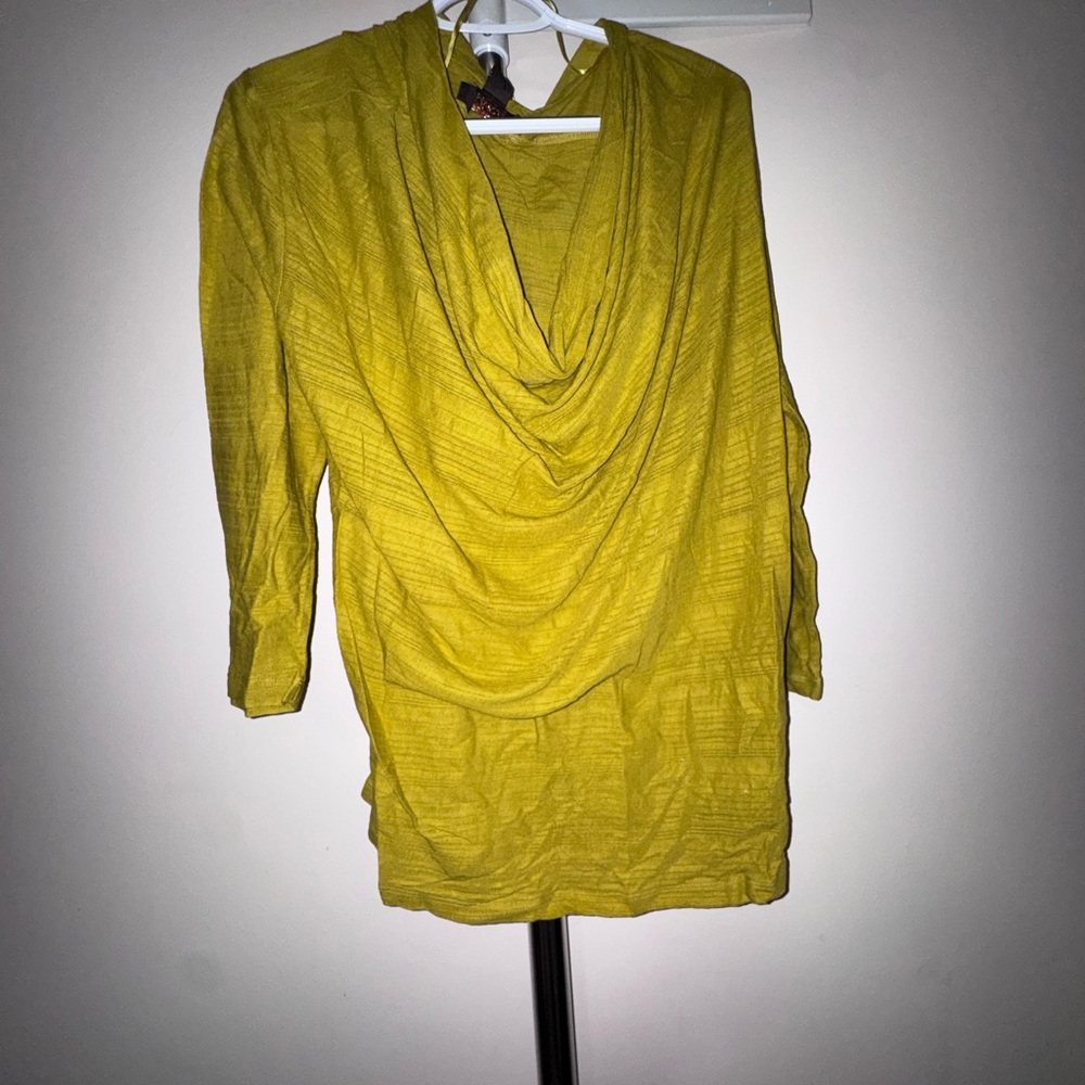 Victor Draped Cowl Neck Tunic Top - Chartreuse